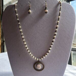 VTG| Silpada Pearl Brass 925 Sterling Necklace and Earrings